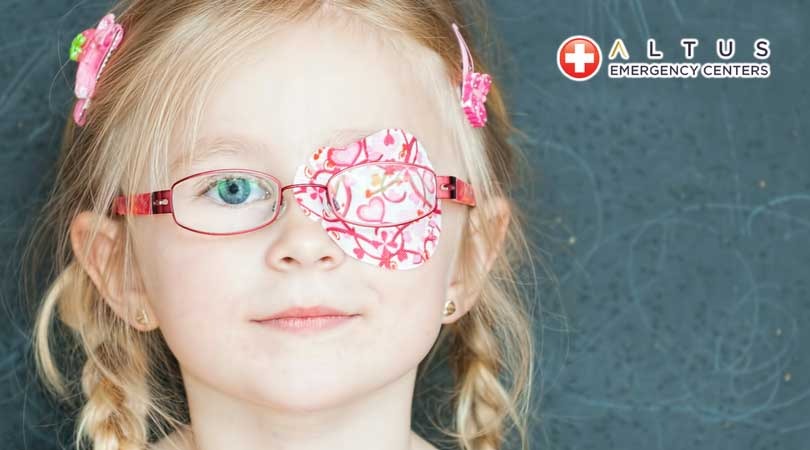 child with eye injury