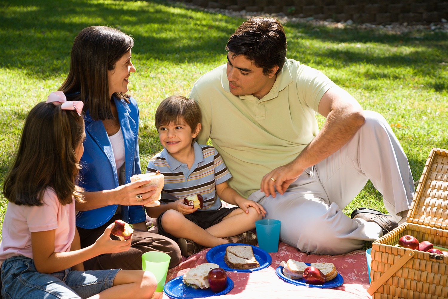 family having an outdoor picnic
