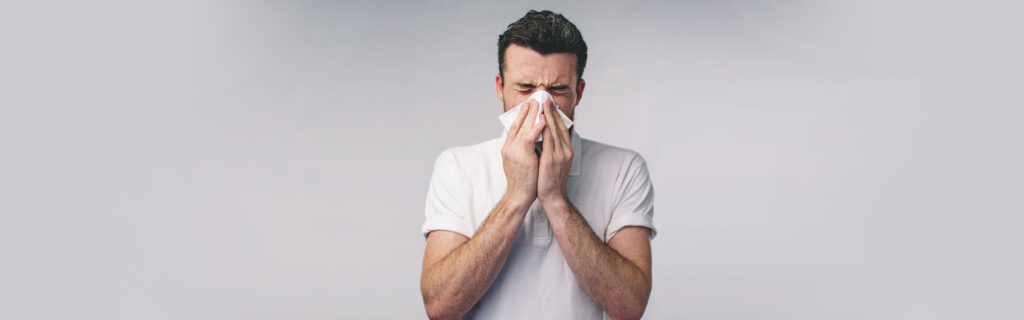 man with sinus infection